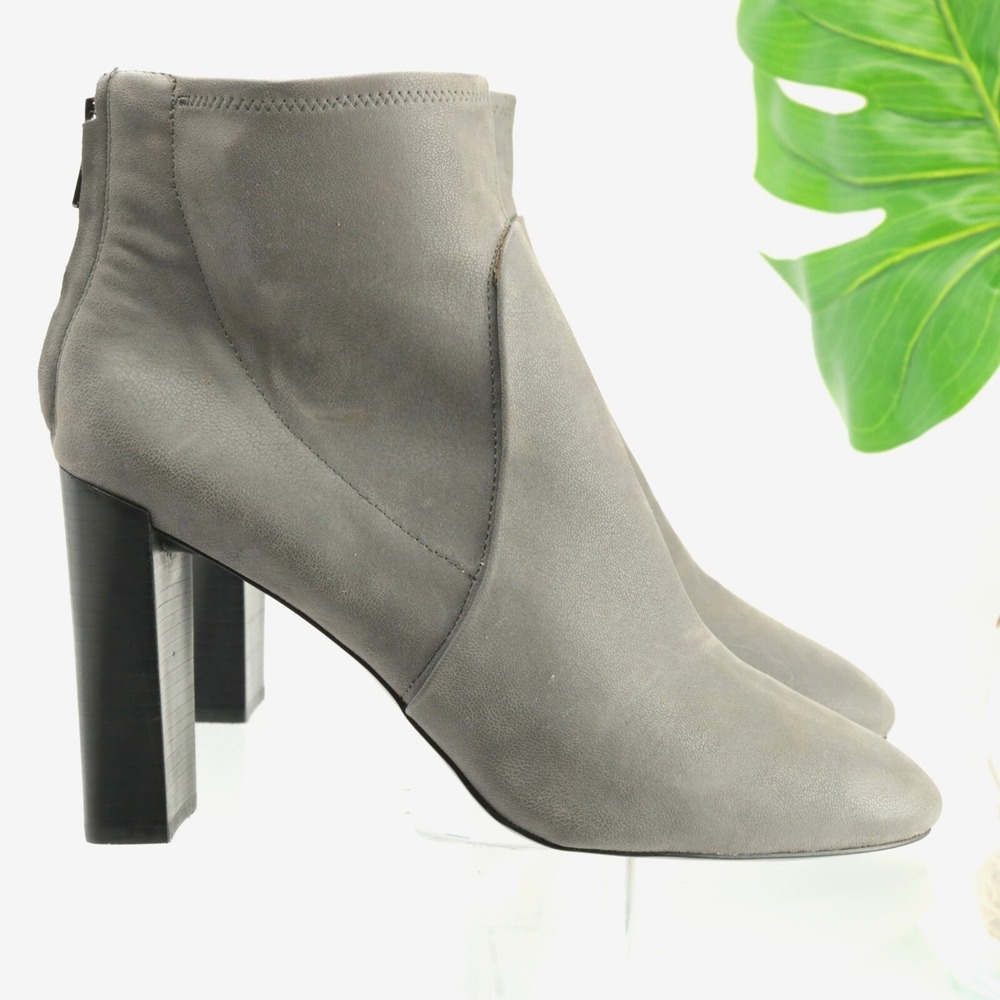 Banana Republic Hannah Boots Womens Size 11 Gray Vegan Block Heel Ankle Booties